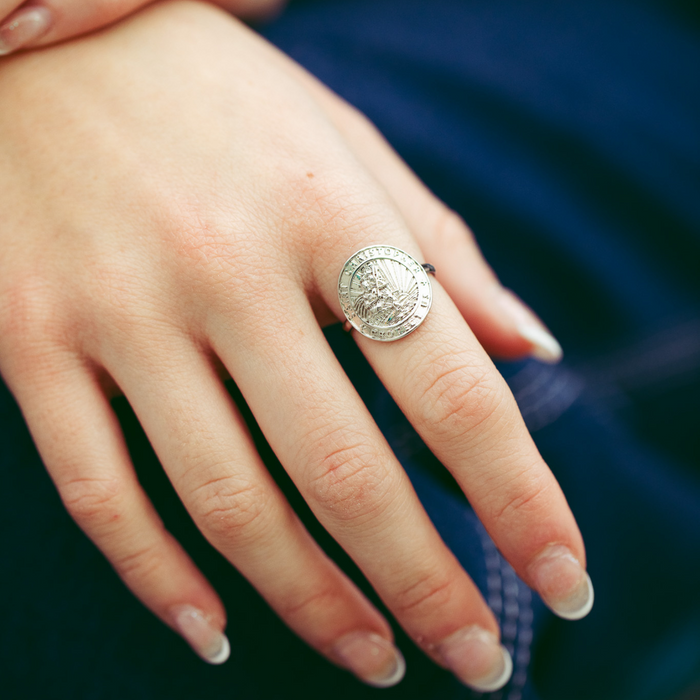 Silver St. Christopher Medallion Ring