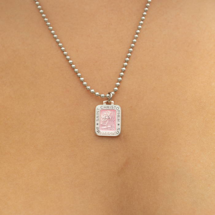 Rectangle St. Christopher - Pink / White