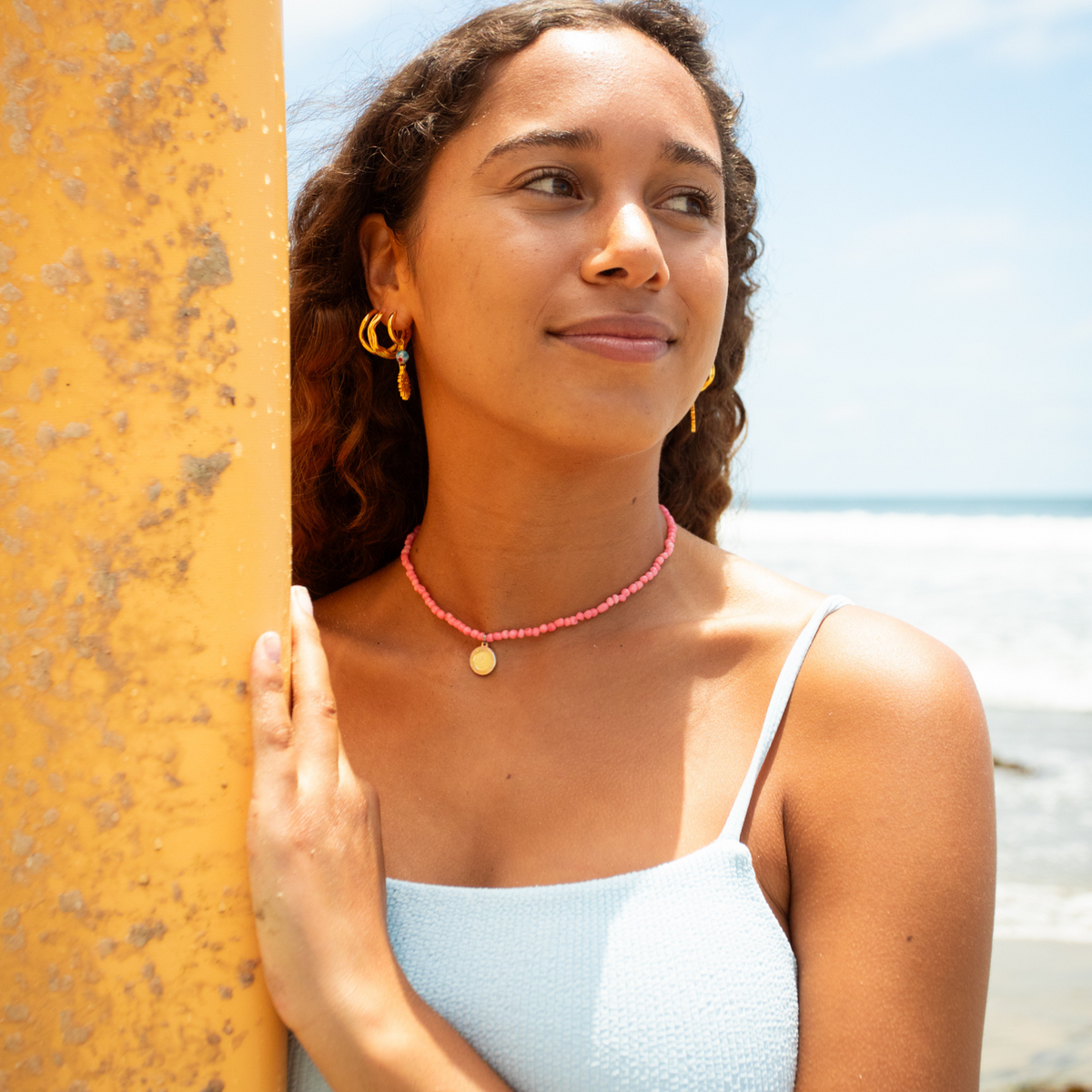 Single Orange Peel Rose with outlet Bomboro Beads Necklace