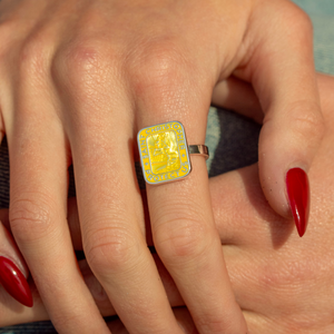 St. Christopher Rectangle Ring - Yellow / Yellow