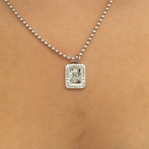 Rectangle St. Christopher - Silver / White