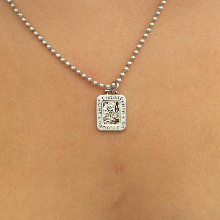 Rectangle St. Christopher - Silver / White