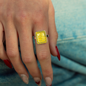 St. Christopher Rectangle Ring - Yellow / Yellow