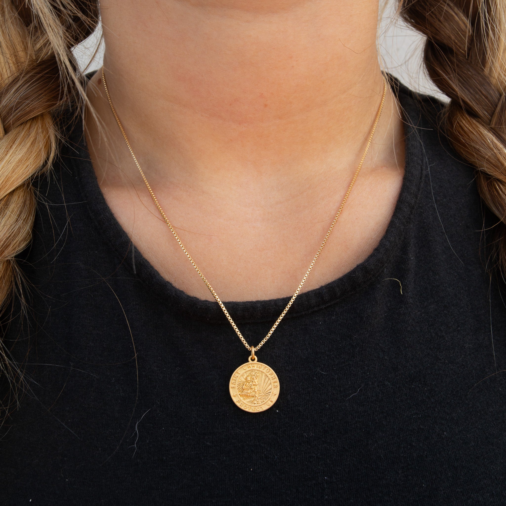 Gold St. Christopher Medallion Necklace