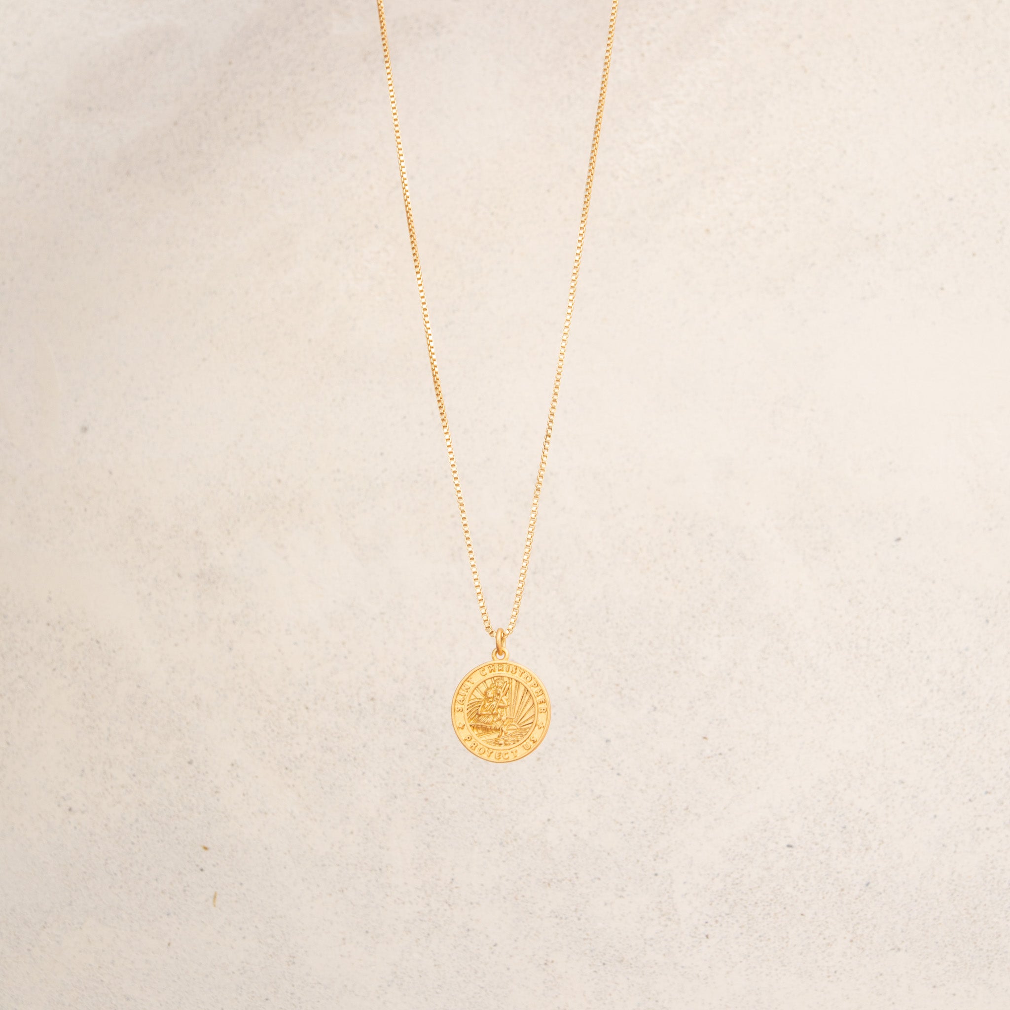 Gold St. Christopher Medallion Necklace