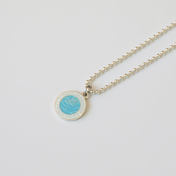 St. Christopher Necklace in Two Tone Blue // Get Back Necklaces