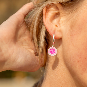 St. Christopher Earrings - Pink / Pink