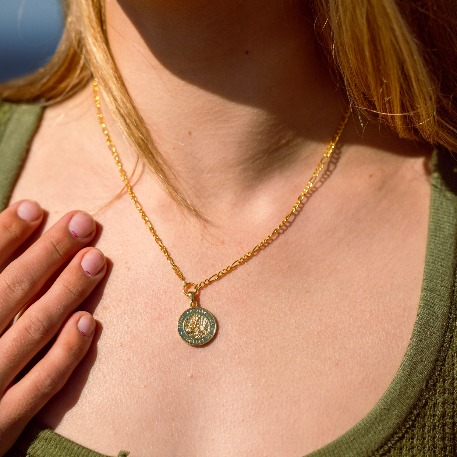 Gold St. Christopher Figaro Medallion