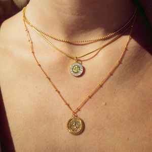 St. Christopher Satellite Coin Necklace - Gold