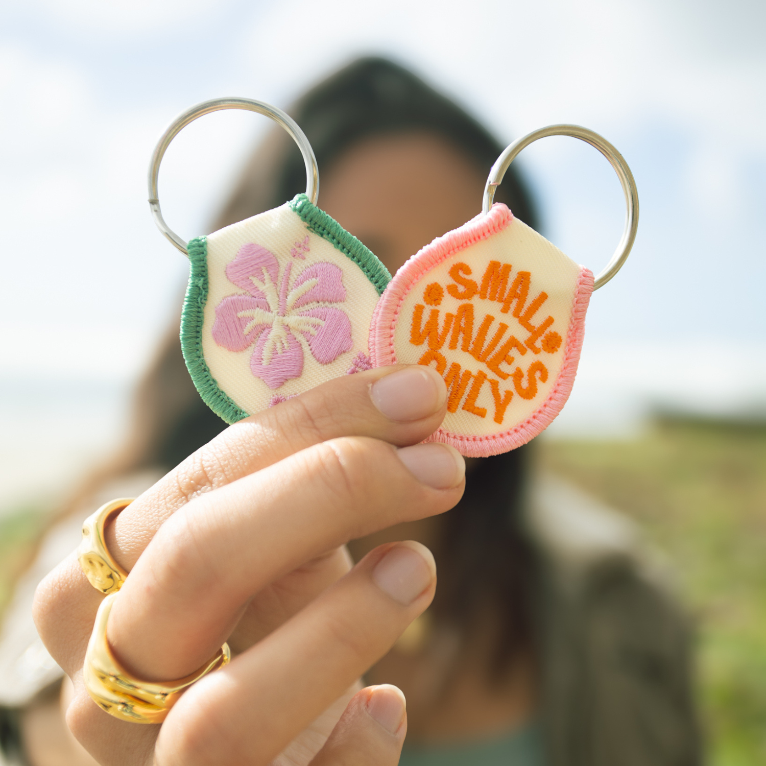 Get Back Hibiscus Patch Keychain