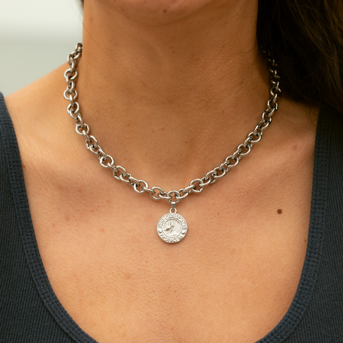 Silver St. Christopher Toggle Choker