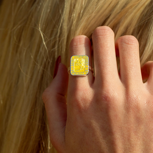 St. Christopher Rectangle Ring - Yellow / Yellow