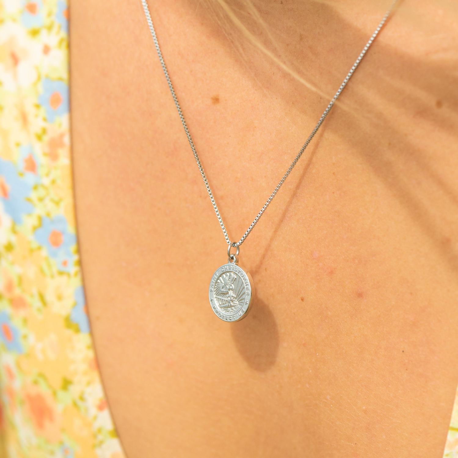 Silver St. Christopher Medallion Necklace