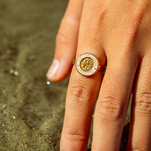 St. Christopher Ring - Gold / Pink