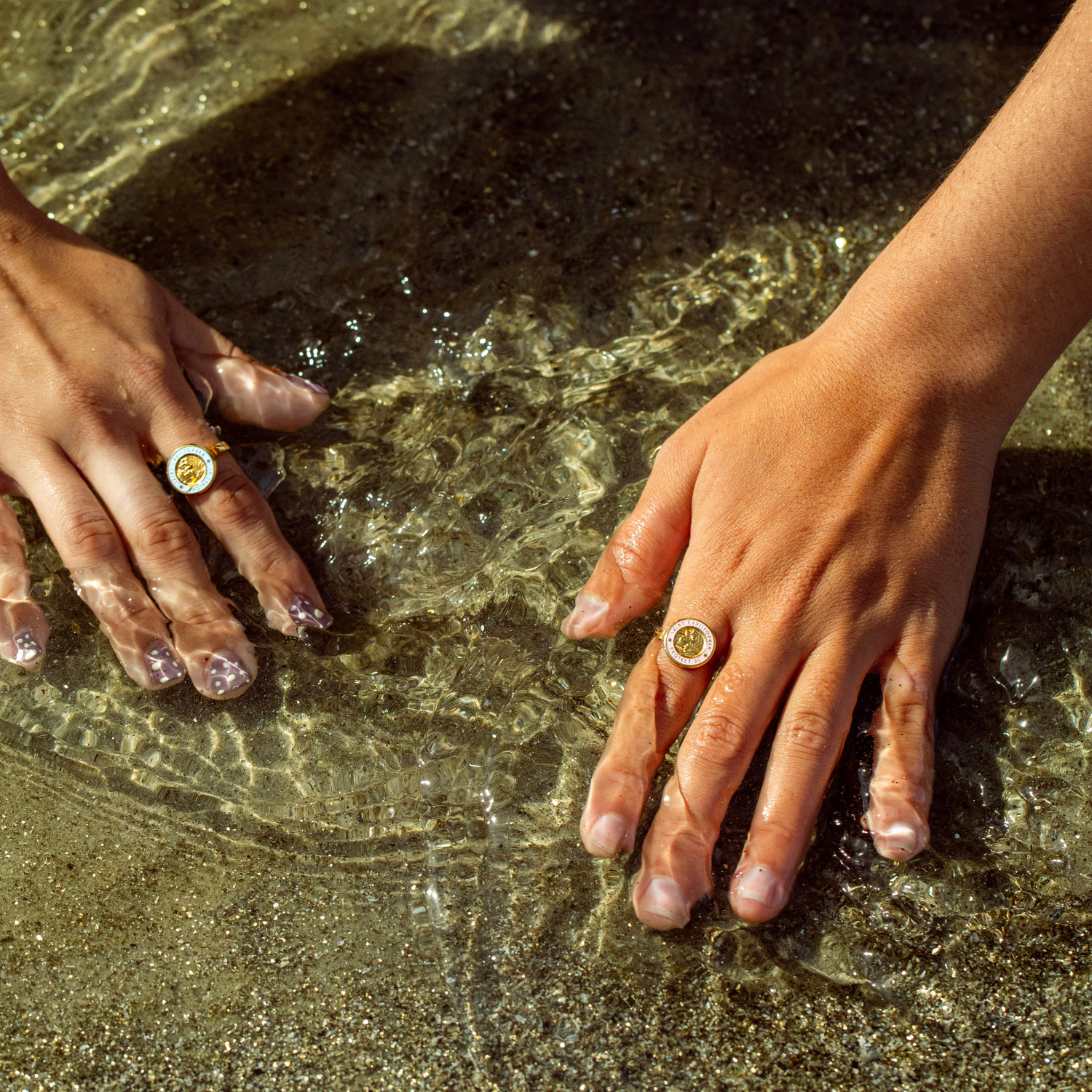 St. Christopher Ring - Gold / Pink