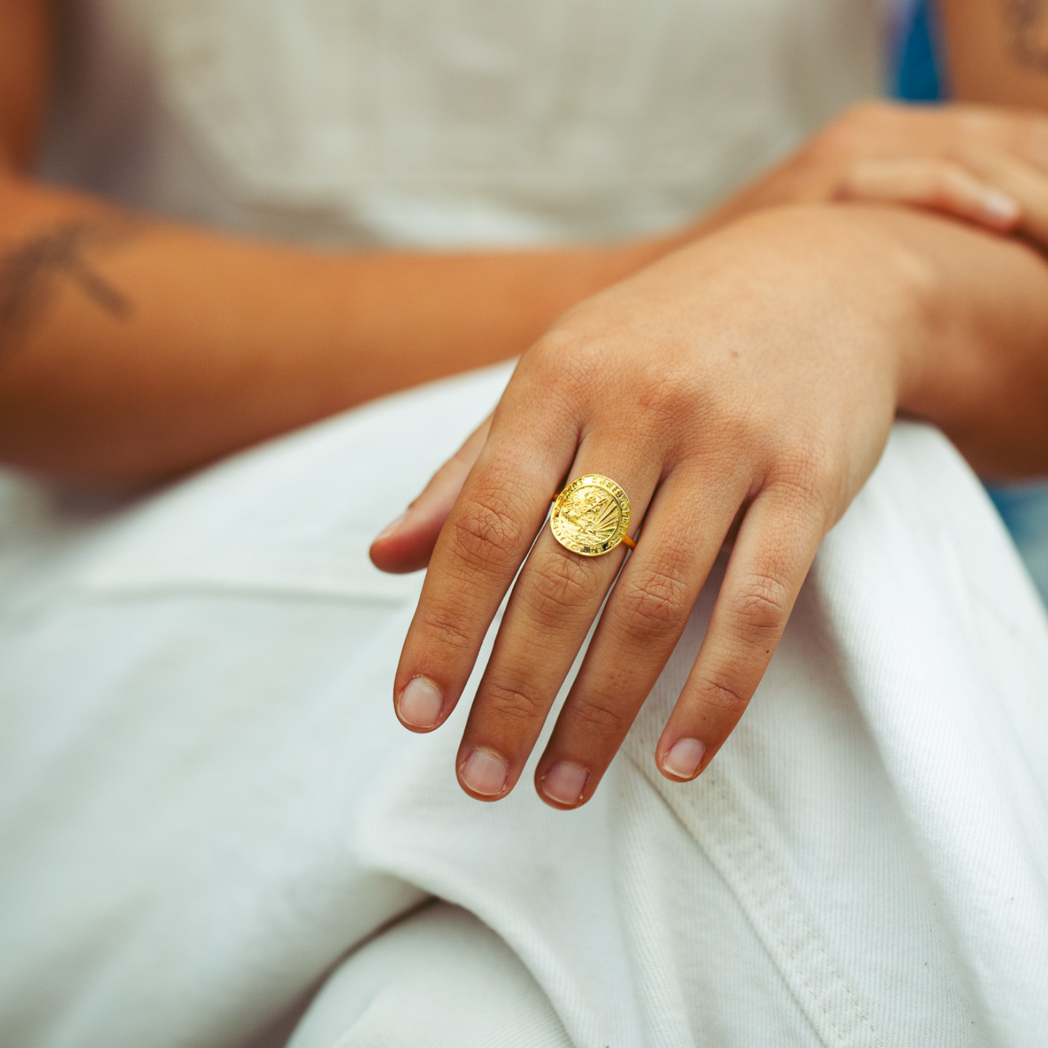 Gold St. Christopher Medallion Ring