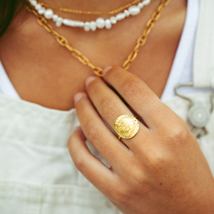 Gold St. Christopher Medallion Ring