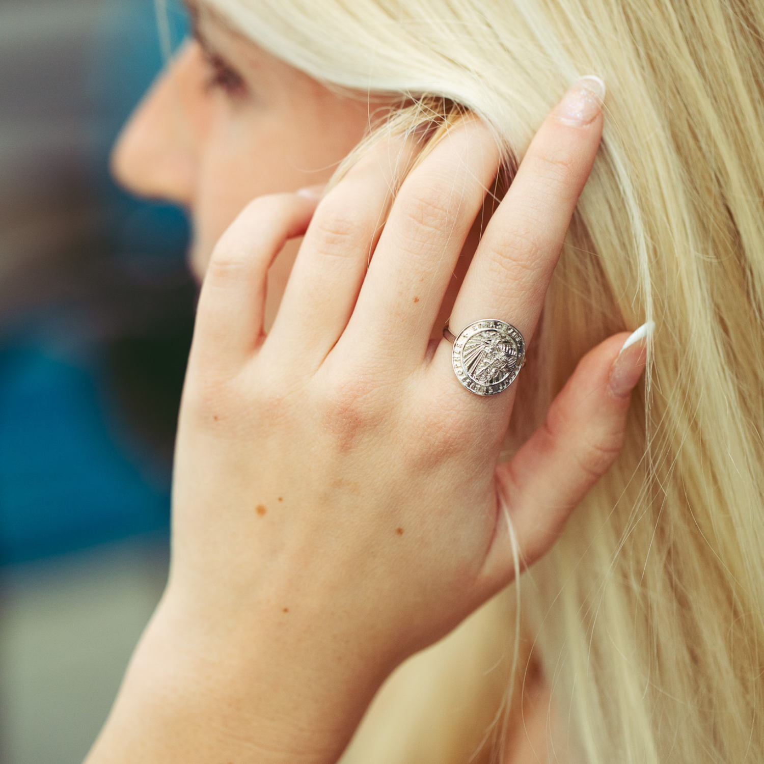 Silver St. Christopher Medallion Ring