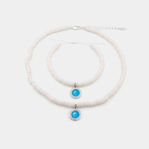 sun bleached beaded set with aqua white st. christopher