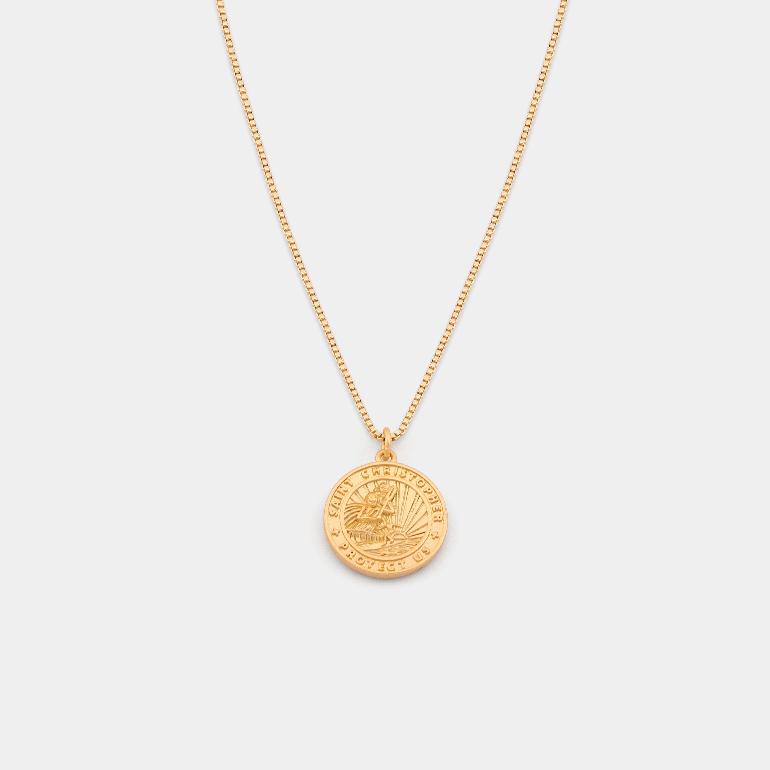 Gold St. Christopher Medallion Necklace