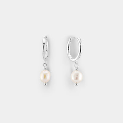 Shoreline Pearl Hoop Earrings - Silver upsell