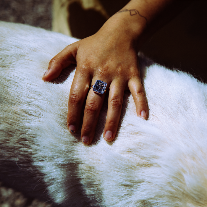 St. Christopher Rectangle Ring - Black / Black