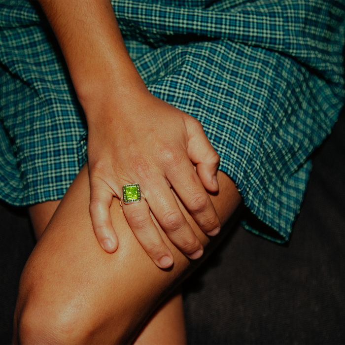 St. Christopher Rectangle Ring - Green / Green