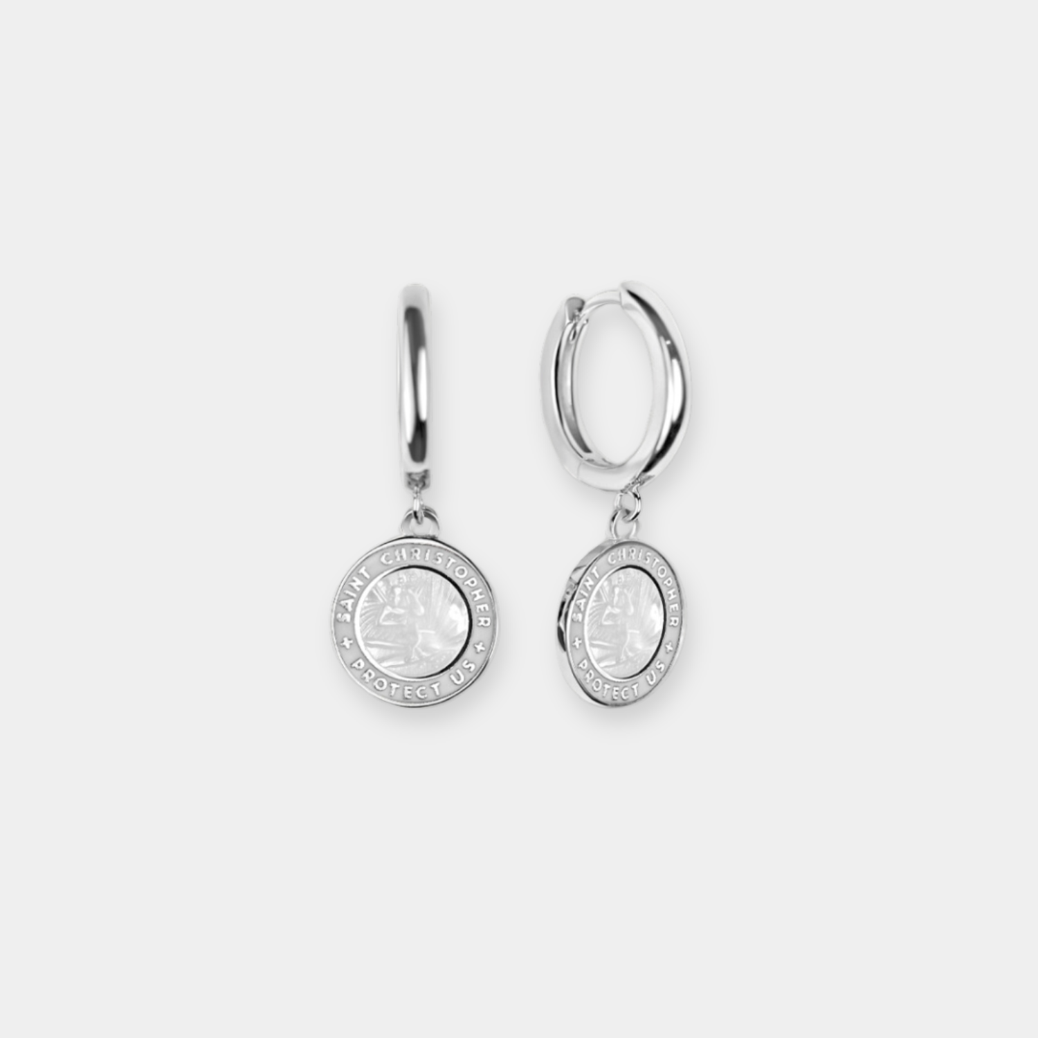 St. Christopher Earrings - White / White