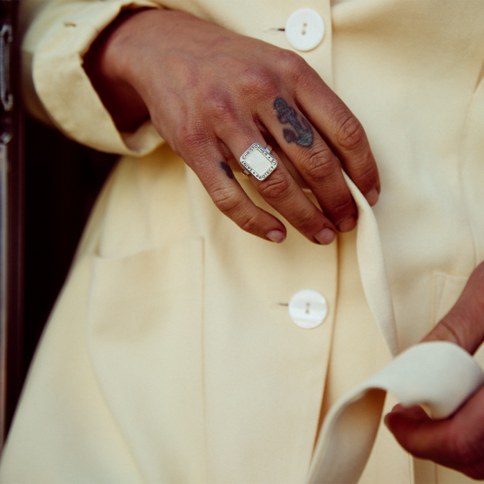 St. Christopher Rectangle Ring - White / White